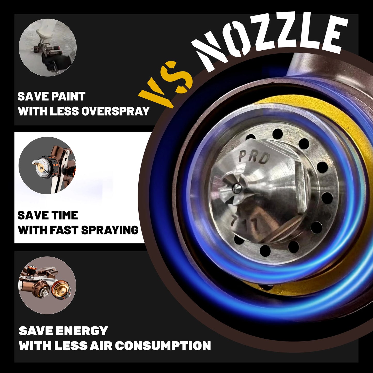 Original PORPHIS Spray Gun PRD-717 Car Paint Spray Gun 1.3/1.4mm Nozzle Paint Gun Water Based Air Spray Gun Airbrush