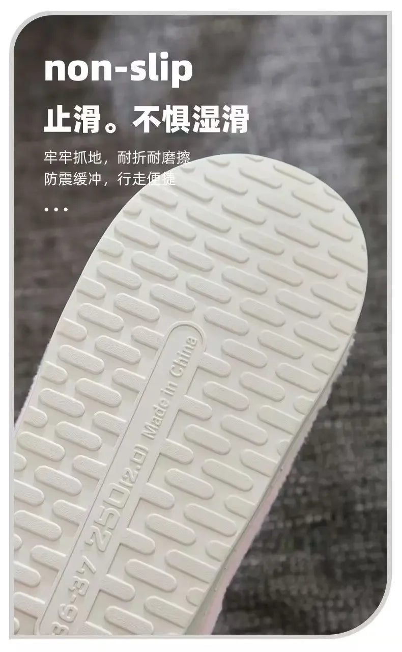 2025 Winter Plush Slippers - Cozy Non-Slip Indoor Warm House Shoes, Cute Lightweight Couple's Unisex Thick Sole Home Slippers