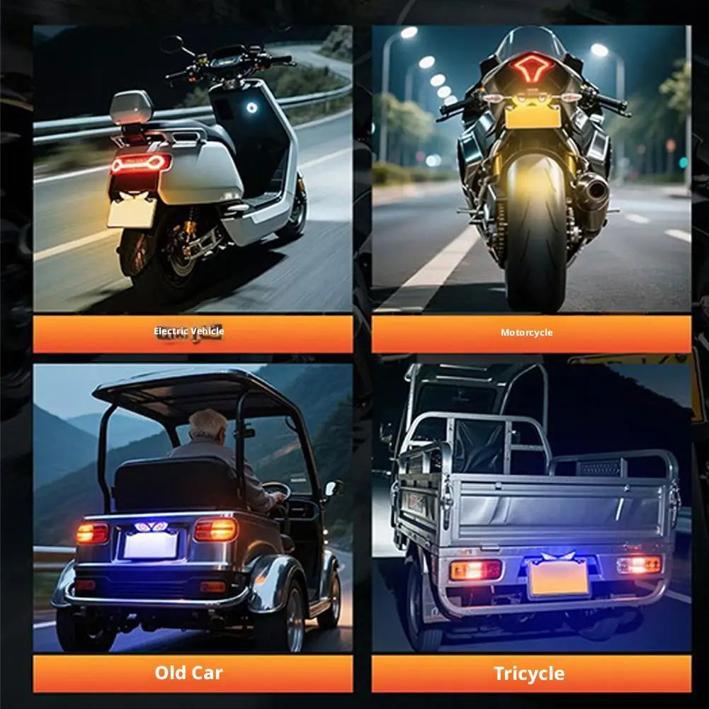 Motorcycle LED License Plate Decorative Lights Snake Eye Rear Tail Light Strobe Flashing Electric Motorcycle Modified Accessory