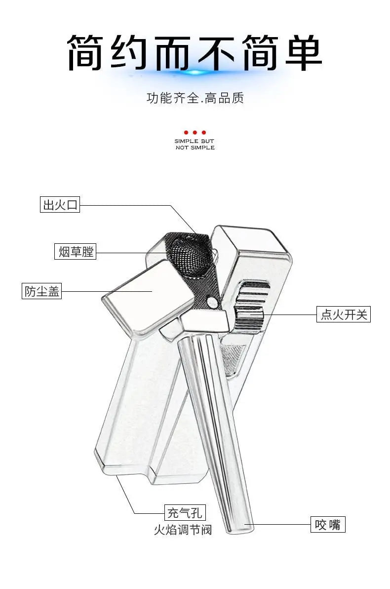 JOBON New Folding Pipe Integrated Inflatable Oblique Flame Lighter Metal Material Men's High-end Gifts
