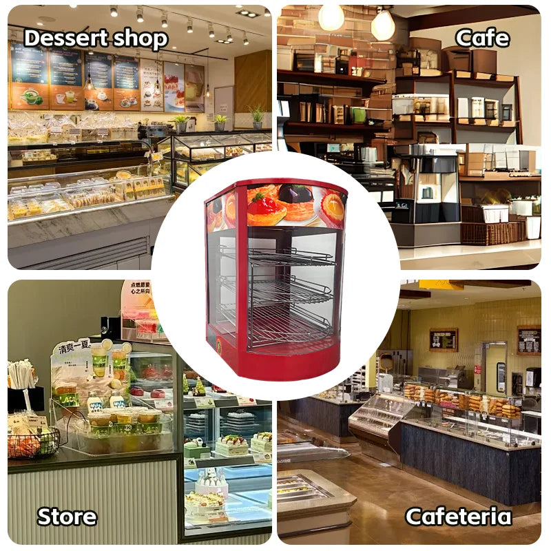 Commercial Food Warmer Display 5-Tier  Pizza Warmer Display Pastry Display Case Restaurant Heated Cabinet
