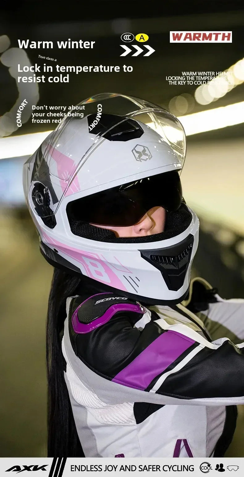 Unisex Motorcycle Helmet Winter Anti-Fog Warm Full Cover Helmet For Men And Women Electric Car Cycle Motorcycle Equipment Access
