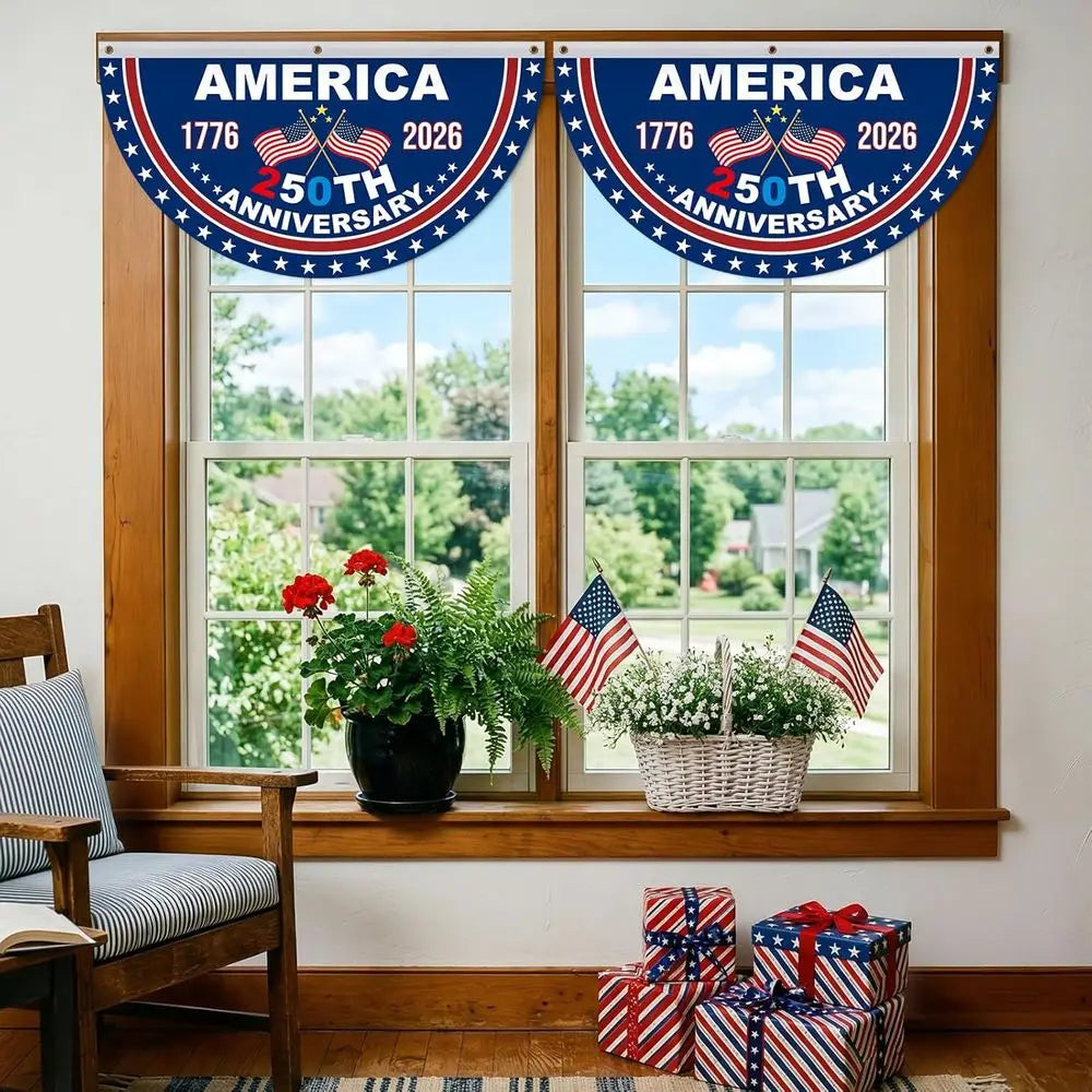 250th Anniversary 2-Piece 1.5x3 ft Patriotic Banners, 1776-2026, 4th of July Decorations, Indoor/Outdoor, American Independence