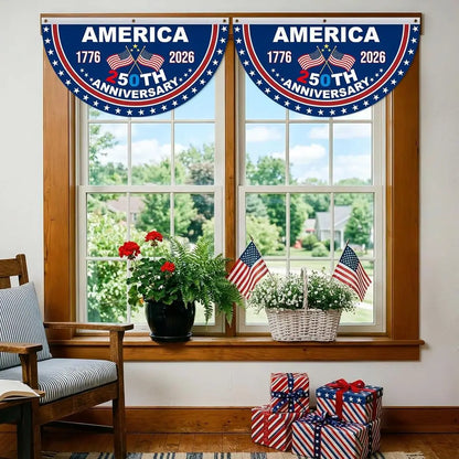 250th Anniversary 2-Piece 1.5x3 ft Patriotic Banners, 1776-2026, 4th of July Decorations, Indoor/Outdoor, American Independence