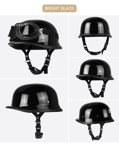 Motorcycle Helmet German Leather Style Pilot Motorcycle Open Face Retro Half Helmet Cruise Chopper Biker DOT Certification S-XXL