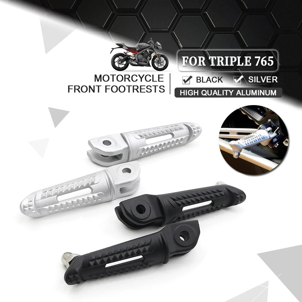 For Street Triple 765RS 765 R RS 765R Moto2 2020-2025 Motorcycle Front Footrests Foot Rest Foot Pegs Pedal Aluminum 2023 2024