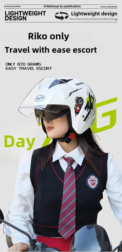 Uniform Size 58-62CM Helmet Motorcycle Winter Thermal Battery Car Female Winter Male Double Mirror Four Seasons Helmet