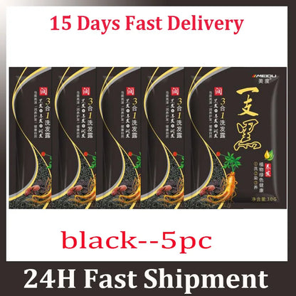 Natural Herbal Hair Dye Shampoo 3 in 1 Hair Color Shampoo Non-irritating Lasting Repair Nourish Gray White Hair Care Women Men