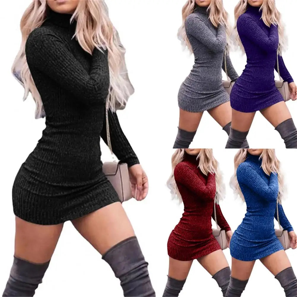 Stylish Autumn Sheath Dress  Mini All Match Lady Sweater Dress  Slim Spring Dress