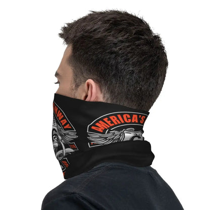 Custom Travel Motorcycle Ride Route 66 Bandana Winter Neck Warmer Windproof Wrap Face Scarf for Hiking Highways Gaiter Headband