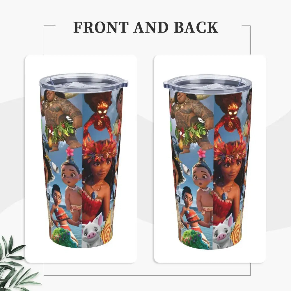Moana and Pua Cartoon Movie Insulated Tumbler with Straws Stainless Steel Coffee Mugs Double Wall Car Bottle Cups 20oz