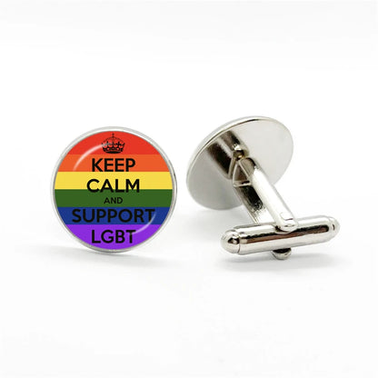 LGBT Rainbow Pride Cufflinks Man High Quality Jewelry Accessories Gay Pride Rainbow Flag Photo Suit Shirt Cuff Links Gift