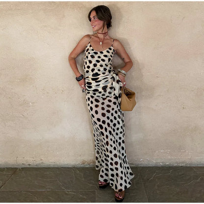 Sexy Leopard Print Women's Summer Dress Y2k Sleeveless Waist Cinching Strap Dresses With Scarf New Casual Beach Party Robe 2026