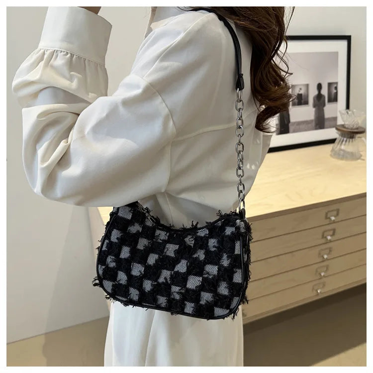 Women's Tote Bag with Star Pattern Blue Distressed Design, Golden-Tone Hardware, Stylish Handbag Shoulder Bag for Everyday Use