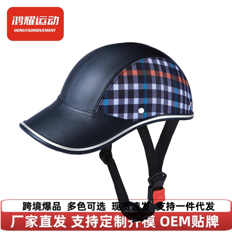 New Leepee For Cafe Racer Chopper Scooter Safety Hard Hat Half Face Vintage Summer Cap Motorcycle Half Helmet Baseball Cap Style