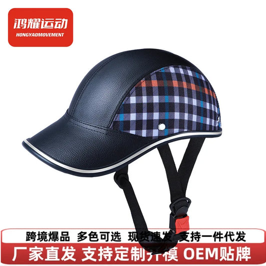 New Leepee For Cafe Racer Chopper Scooter Safety Hard Hat Half Face Vintage Summer Cap Motorcycle Half Helmet Baseball Cap Style