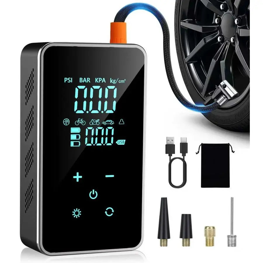 Inflator Portable Air Compressor150PSI Air Pump for Car, Bike Pump Touch Screen Gauge Light, Tire Pump 3X Faster Inflation with