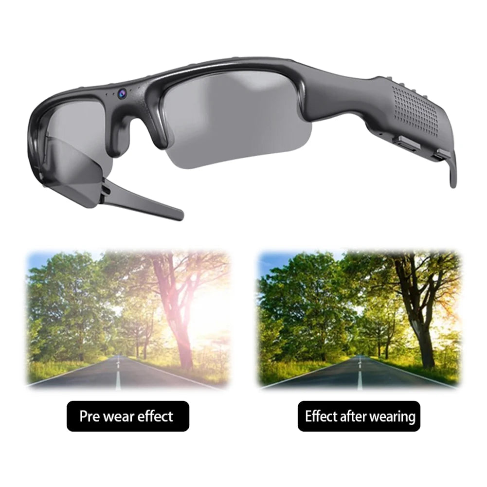 HD 1080P WIFI Smart Glasses with Sports Camera & Audio Recording Outdoor Sunglasses for Man Women Hiking Biking Fishing Glasses