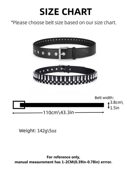 Fashion New Bullet Accessories Belt Metal Belt Men And Women Punk Hardware Jeans Belt Y2K Belt Designer Belt Women's Belt