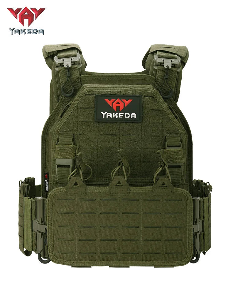 YAKEDA Tactical Plate Carrier Vest,Military Molle Assault Vest with Quick Release Buckles,Adjustable Padded Straps,1000D Nylon