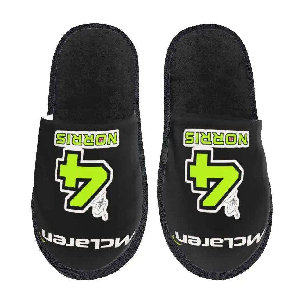 Custom British Lando Norris Racing Driver Guest Slippers for Spa Women House Slipper