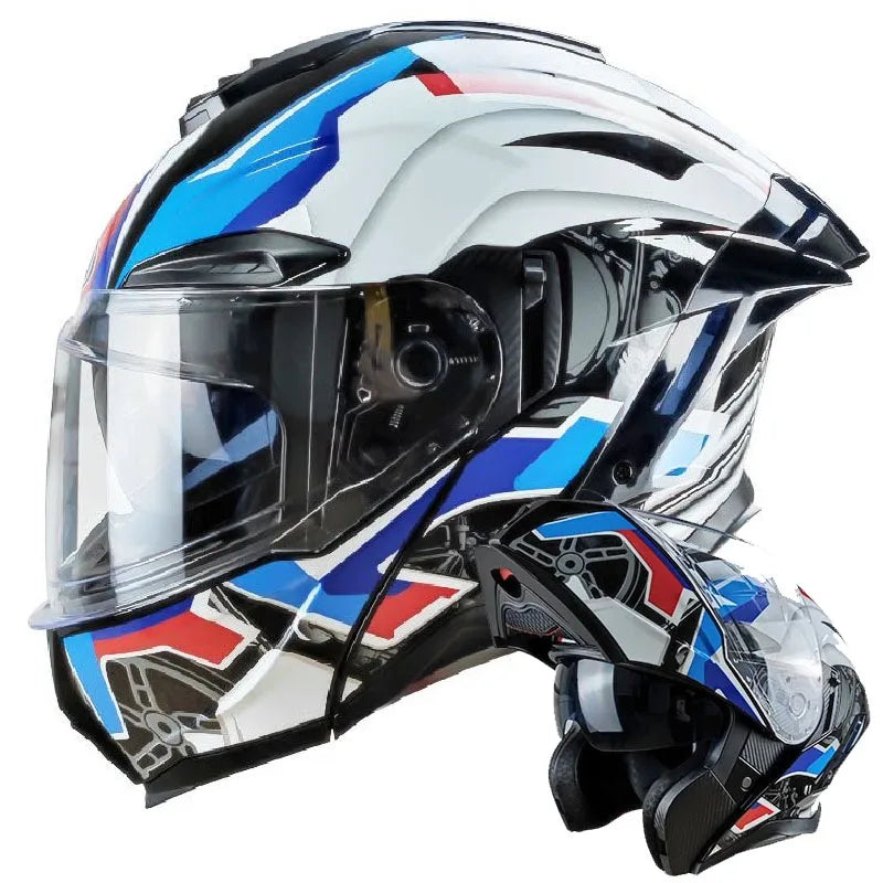 Flip up Motorcycle Helmet Full face Dual lens off-road Racing helmet Men Cascos para moto Motorbike Helmet DOT Approved For BMW