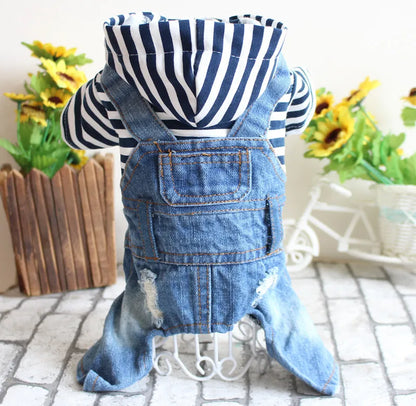 Dog Denim Overalls Puppy Jean Small Dog Costumes Pet Jean Jumpsuit Shirts Pants One-piece Outfits for Small medium Dogs