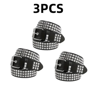 2025 New Square Bead Rivet Belt Metal Pyramid Belt Men and Women Punk Hardware Jeans Belt Y2K Belt Designer Belt Women's Belts