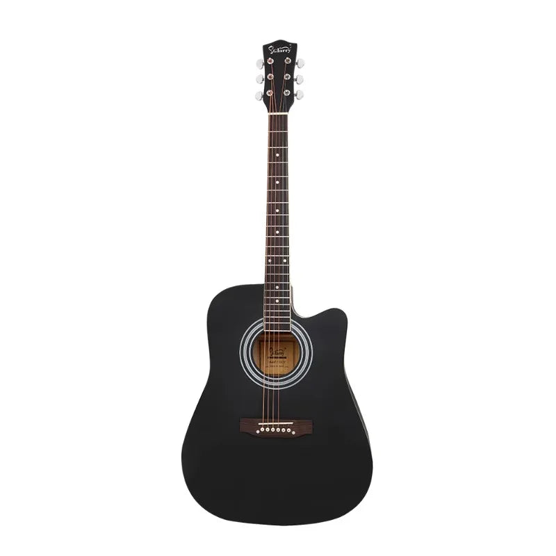 Cutaway Spruce Top Acoustic Guitar Matte Black Color Folk Guitar for Beginner Student 41 Inch Music Instrument