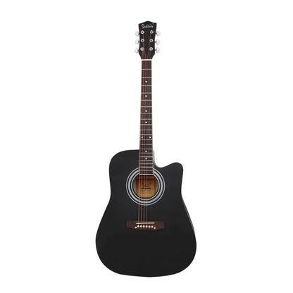 Cutaway Spruce Top Acoustic Guitar Matte Black Color Folk Guitar for Beginner Student 41 Inch Music Instrument