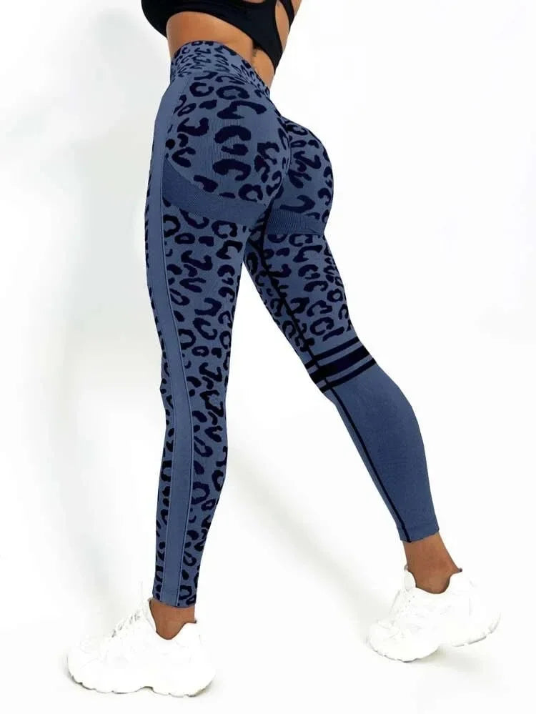 Seamless Leopard Leggings Women High Waist Leggings Fitness Hip Liftting Knitting Fashion Tights Gym Trainning Yoga Slim Pants