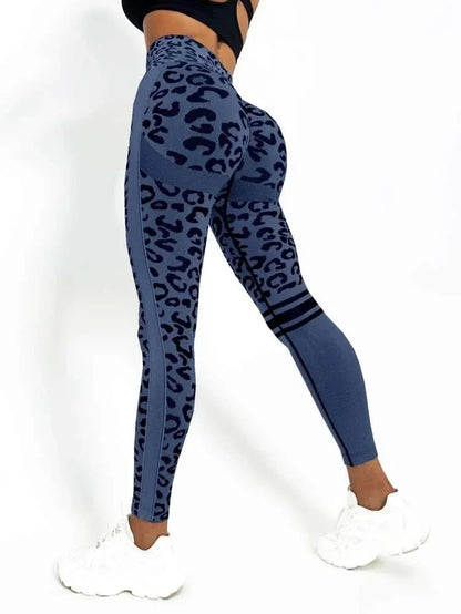 Seamless Leopard Leggings Women High Waist Leggings Fitness Hip Liftting Knitting Fashion Tights Gym Trainning Yoga Slim Pants