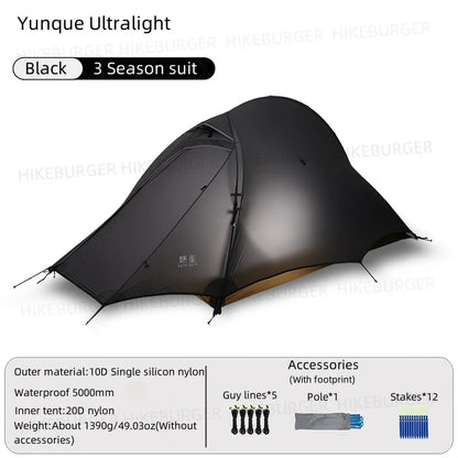 ASTA GEAR Yunque 10D Ultralight 1P Tent Outdoor Camping Fish Spine Waterproof Windproof Silicon Coating Trekking Tent