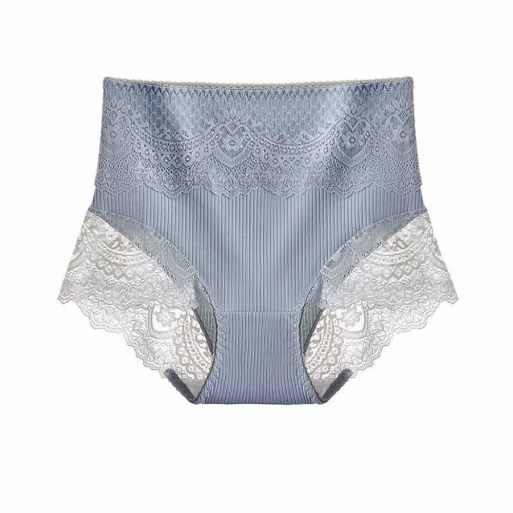 New Women's Cotton Underwear High Waist Antibacterial Panties Sexy Lace Seamless Tummy Briefs Ladies Triangle Shorts Large Size