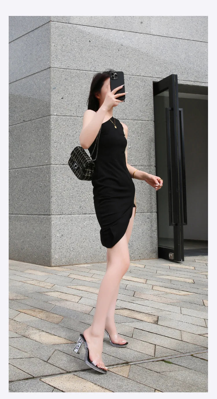 2025 Red High Heels 8cm Women Shoes Rhinestone Thick Heels Square Toe Ladies Pumps Cross Tie Straps Slippers Sandals Party Shoes