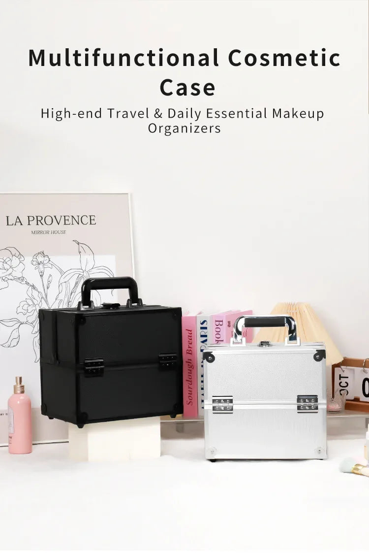 Large Capacity Three-Layer Aluminum Alloy Makeup Artist Tool Box Tattoo Cosmetics Nail Art Storage Box Beauty Pure Color Metal S