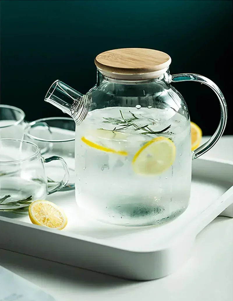 1.8L Transparent Borosilicate Glass Teapot Heat-Resistant Large Clear Tea Pot  Flower Tea Set Puer Kettle Cup Office Home Tool