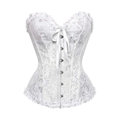 BurVogue Women Lace Up Sexy Floral  Boned Corset Overbust Body Shaper BustierLingerie Bodyshaper Top Corsets Top