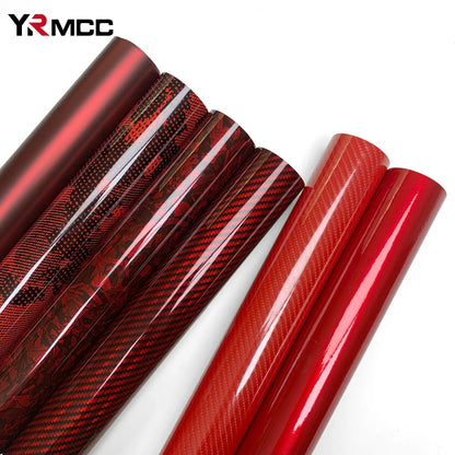 Carbon Fiber Vinyl Wrap Glossy Red Car Stickers Motorcycle Waterproof Vinyl Auto Tuning Self Adhesive Film for Cars Accessories