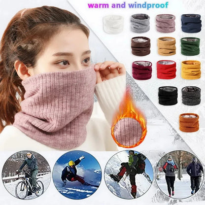 Winter Scarf for Men Fleece Ring Bandana Knitted Warm Solid Scarf Women Neck Warmer Thick Cashmere Hot Handkerchief Ski Mask