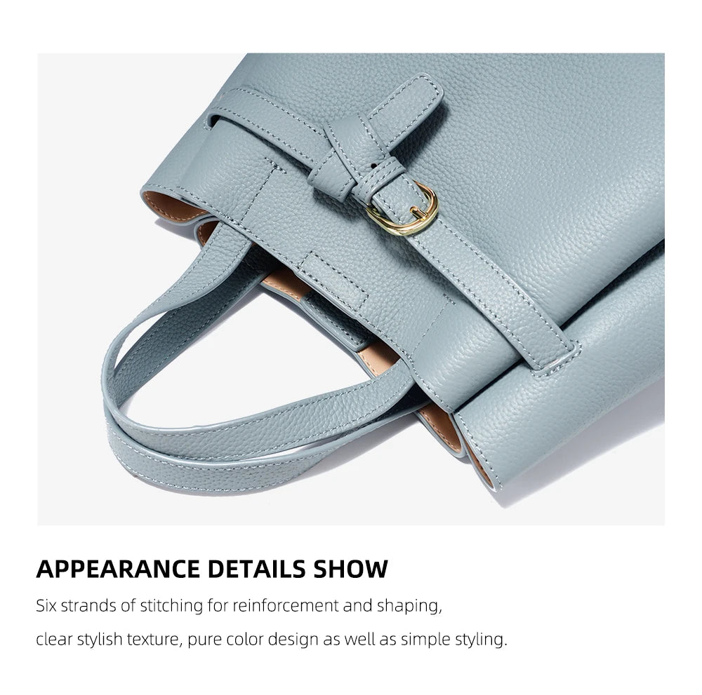 Zency Fashion Genuine Leather Top-handle Bag For Women Luxury Designer Crossbody Bag Zipper Purse Elegant OL Work Bag Tote Sac