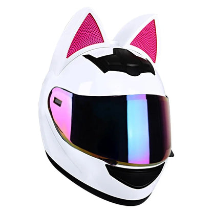 KEMITOUR Full Face Motorcycle Helmet DOT Certification Cat Ear Safety Moto Helmet For Women Men Breathable Gift For Girlfriend