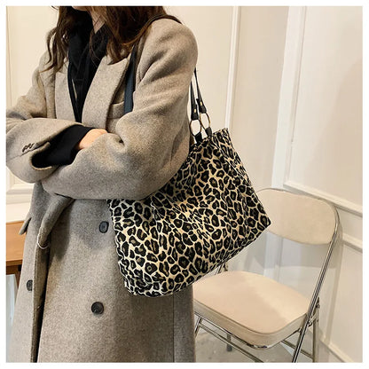 New Fashion Tote Bags Shopping and Travel  Canvas Bags New Women Popular Handbags Large Capacity Leopard Shoulder Bags Сумка