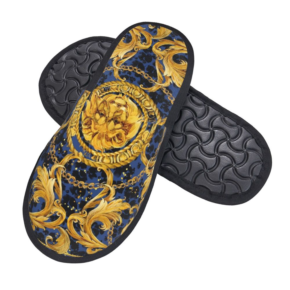 Custom Queen Of Absolutely Everything Gold Baroque Soft Memory Foam House Slippers Women Comfy Warm Anti-skid Sole Slipper