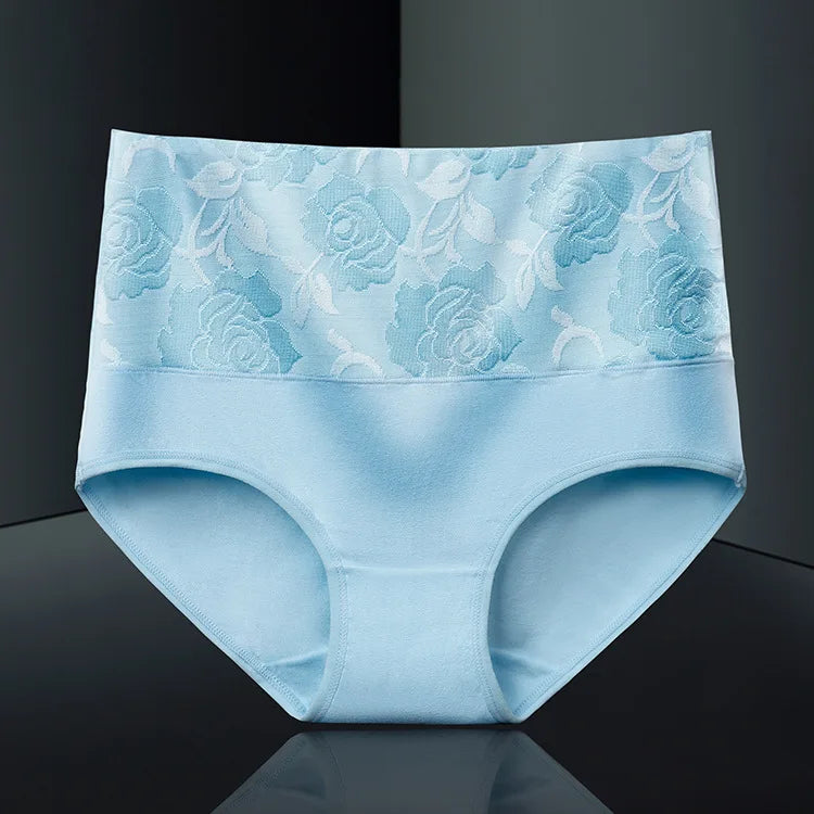 2Pcs Plus Size Women's Cotton Underwear High Waisted Tummy Control Panties Full Coverage Briefs Jacquard Ladies Panty Shaper