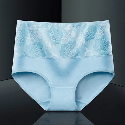 2Pcs Plus Size Women's Cotton Underwear High Waisted Tummy Control Panties Full Coverage Briefs Jacquard Ladies Panty Shaper