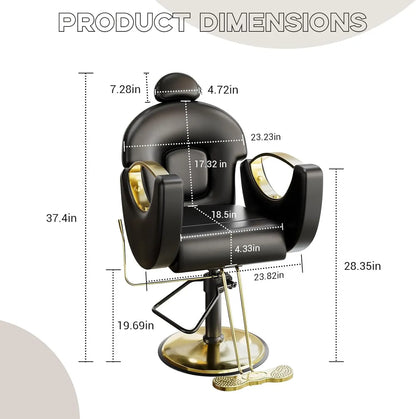Reclining Barber Salon Chair 360°Swivel Barber Chair with Heavy Duty Hydraulic Pump for Spa Shampoo Hair Stylist Barbershop Home