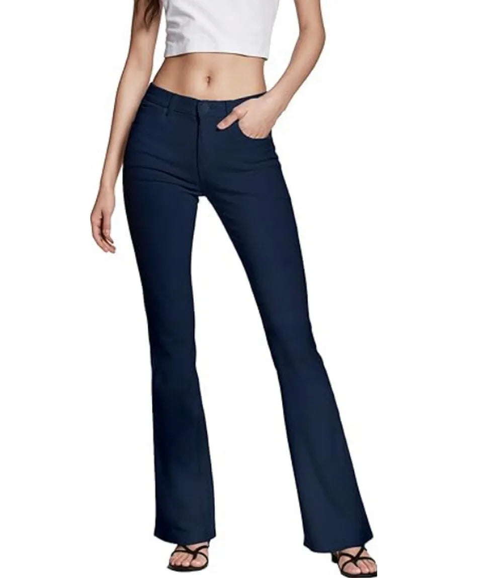 Women Flare Pants Dress With Pockets Stretch Pencil Bootcut Bell Bottom Trousers Flared Jeans Work Casual