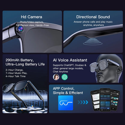 AI Smart Glasses 8MP Camera Video Recording ChatGPT Music Play Headphone Bluetooth Men Women Gifts Fashionable Glasses  2025