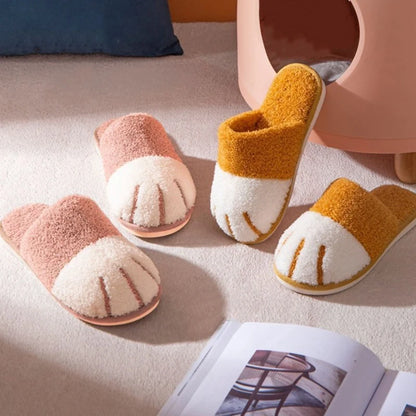 New Women's Winter Plush Slippers Cute Cat Paw Design Slippers Home Bedroom Indoor Shoes Men's Warm Comfortable Cotton Slippers